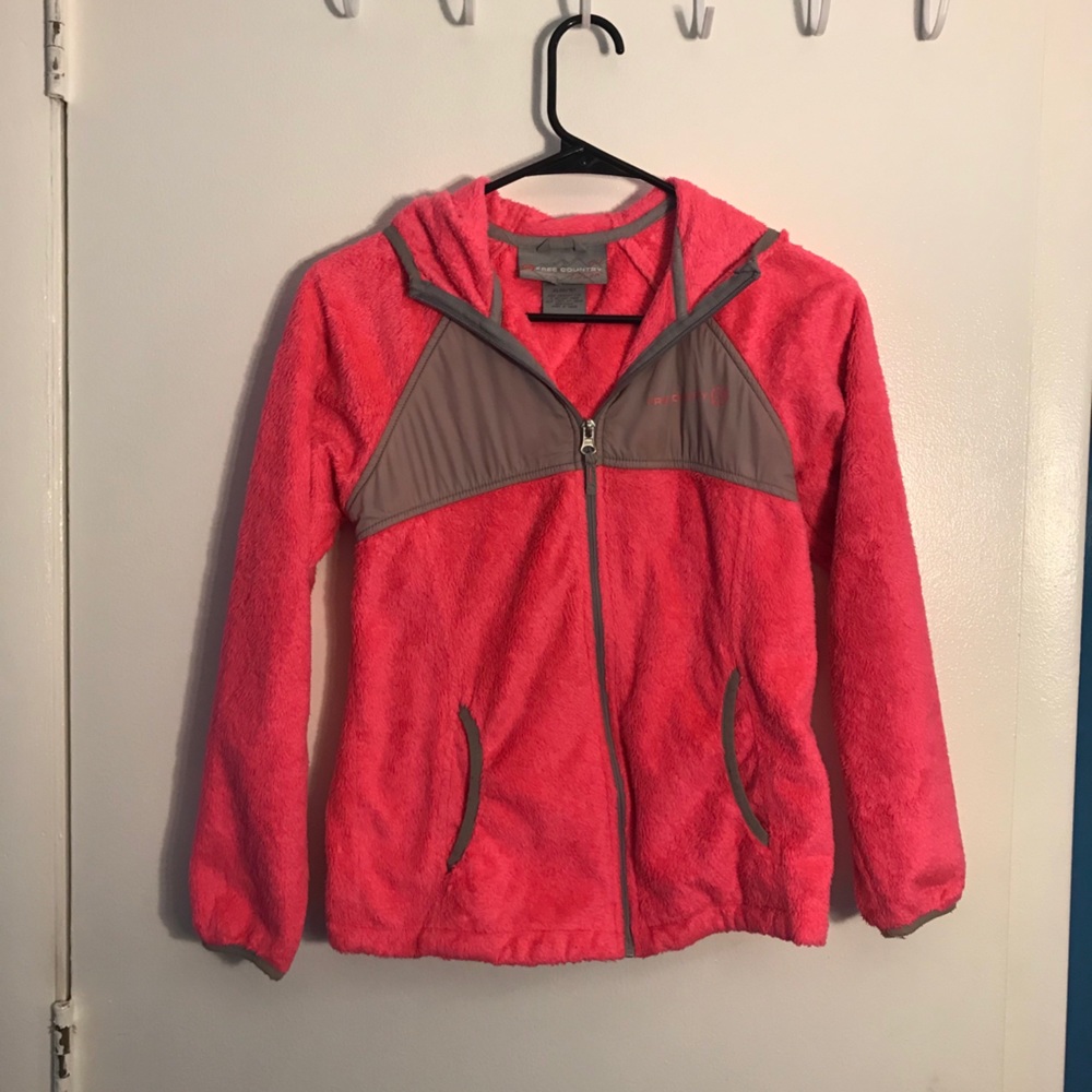 Girls hot pink Free Country Sherpa hoodie/jacket